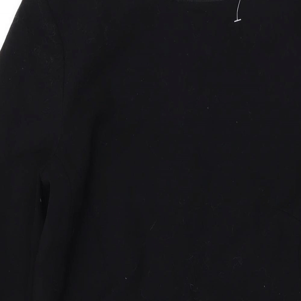 L.K. Bennett Womens Black Viscose A-Line Size 12 Round Neck Zip