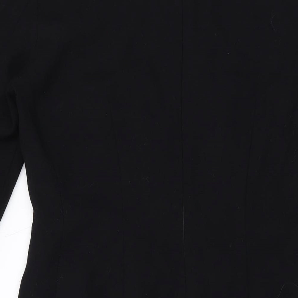 L.K. Bennett Womens Black Viscose A-Line Size 12 Round Neck Zip
