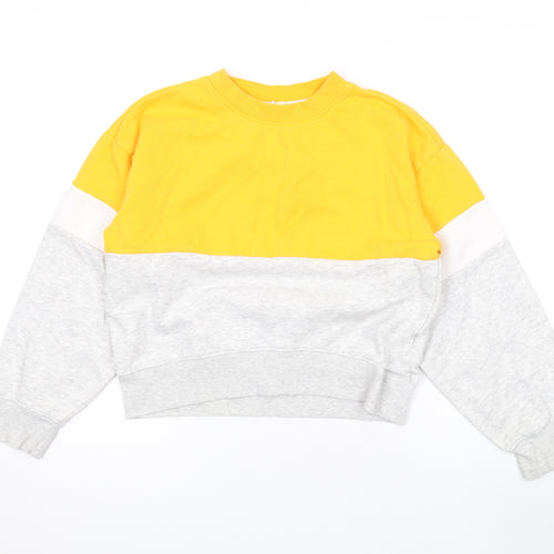 H&M Girls Yellow Colourblock Cotton Pullover Sweatshirt Size 11-12 Years Pullover
