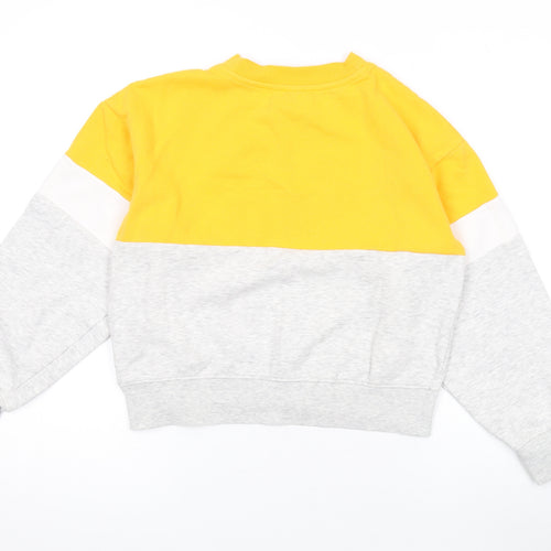 H&M Girls Yellow Colourblock Cotton Pullover Sweatshirt Size 11-12 Years Pullover