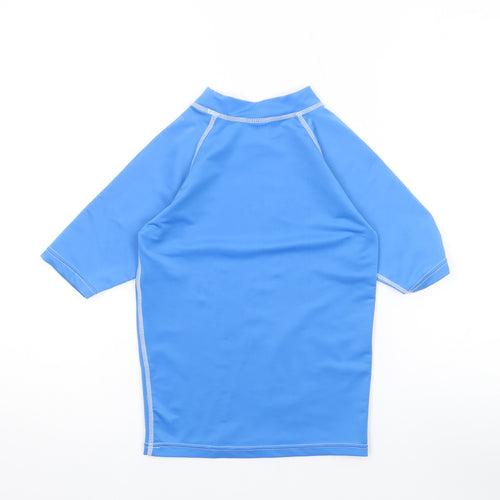 Firefly Boys Blue Polyester Basic T-Shirt Size 12 Years Mock Neck Pullover - Rash guard, UV protection