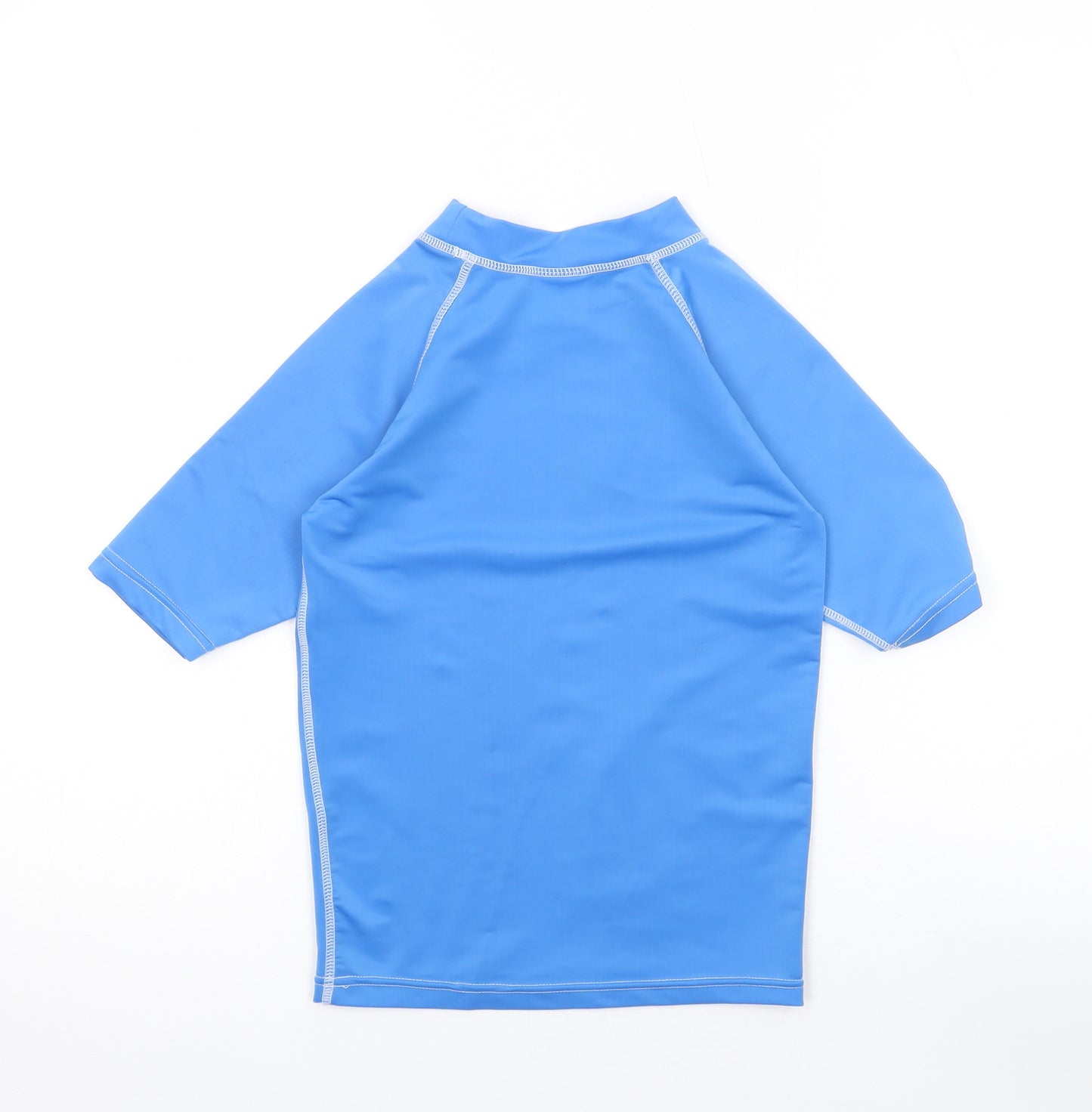 Firefly Boys Blue Polyester Basic T-Shirt Size 12 Years Mock Neck Pullover - Rash guard, UV protection