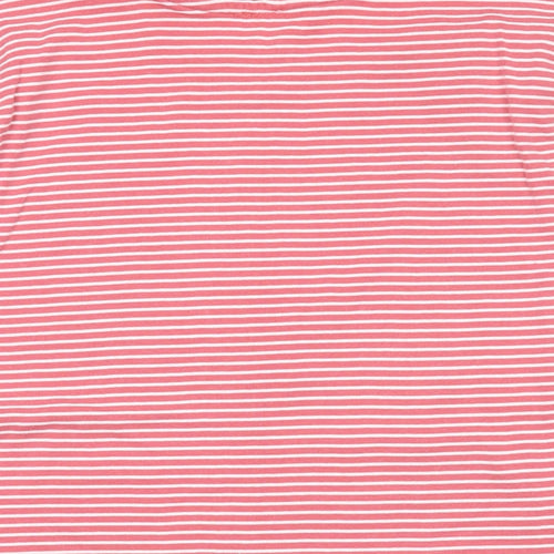 John Lewis Womens Red Striped Cotton Basic T-Shirt Size 18 Round Neck