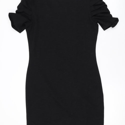 Mango Womens Black Polyester Mini Size L V-Neck Pullover