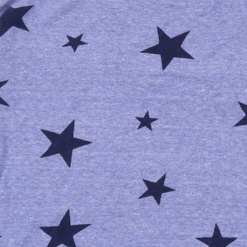 Marks and Spencer Womens Blue V-Neck Geometric Cotton Pullover Jumper Size M - Star Print
