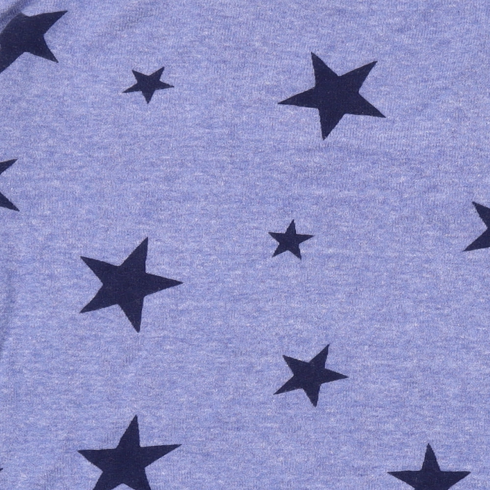Marks and Spencer Womens Blue V-Neck Geometric Cotton Pullover Jumper Size M - Star Print