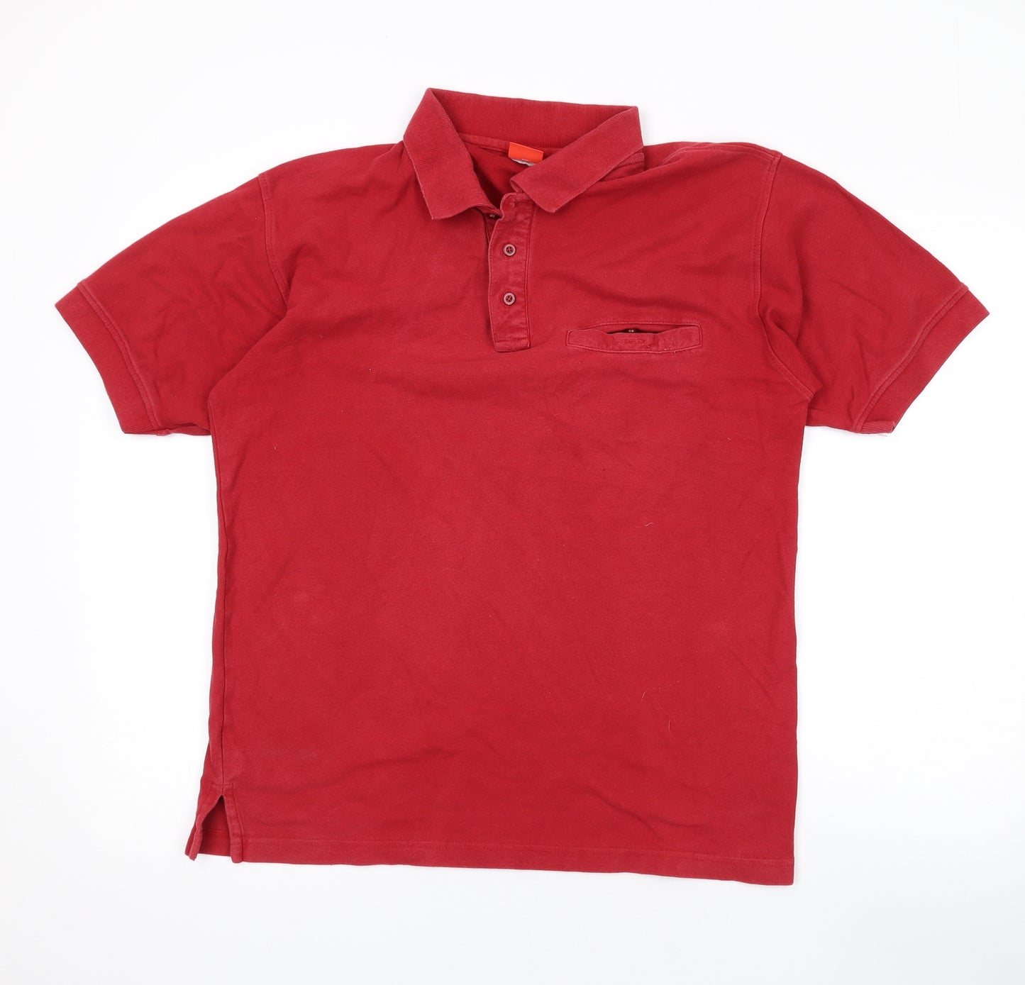 engelbert strauss Mens Red Cotton Polo Size M Collared Button