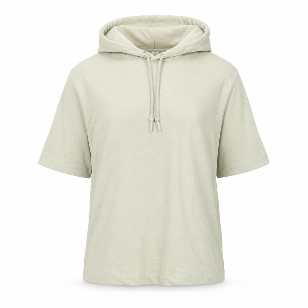 Front view of H&M women’s green cotton pullover hoodie, size S, pullover