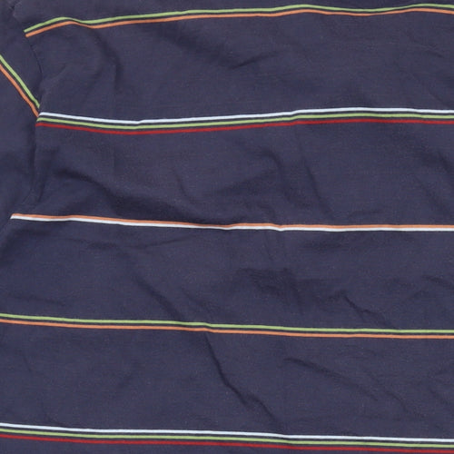 EWM Mens Black Striped Cotton Polo Size L Collared Button