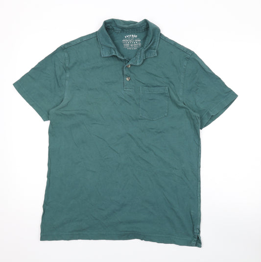 Fat Face Mens Green Cotton Polo Size M Collared Button