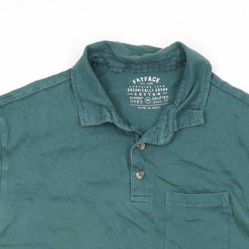 Fat Face Mens Green Cotton Polo Size M Collared Button