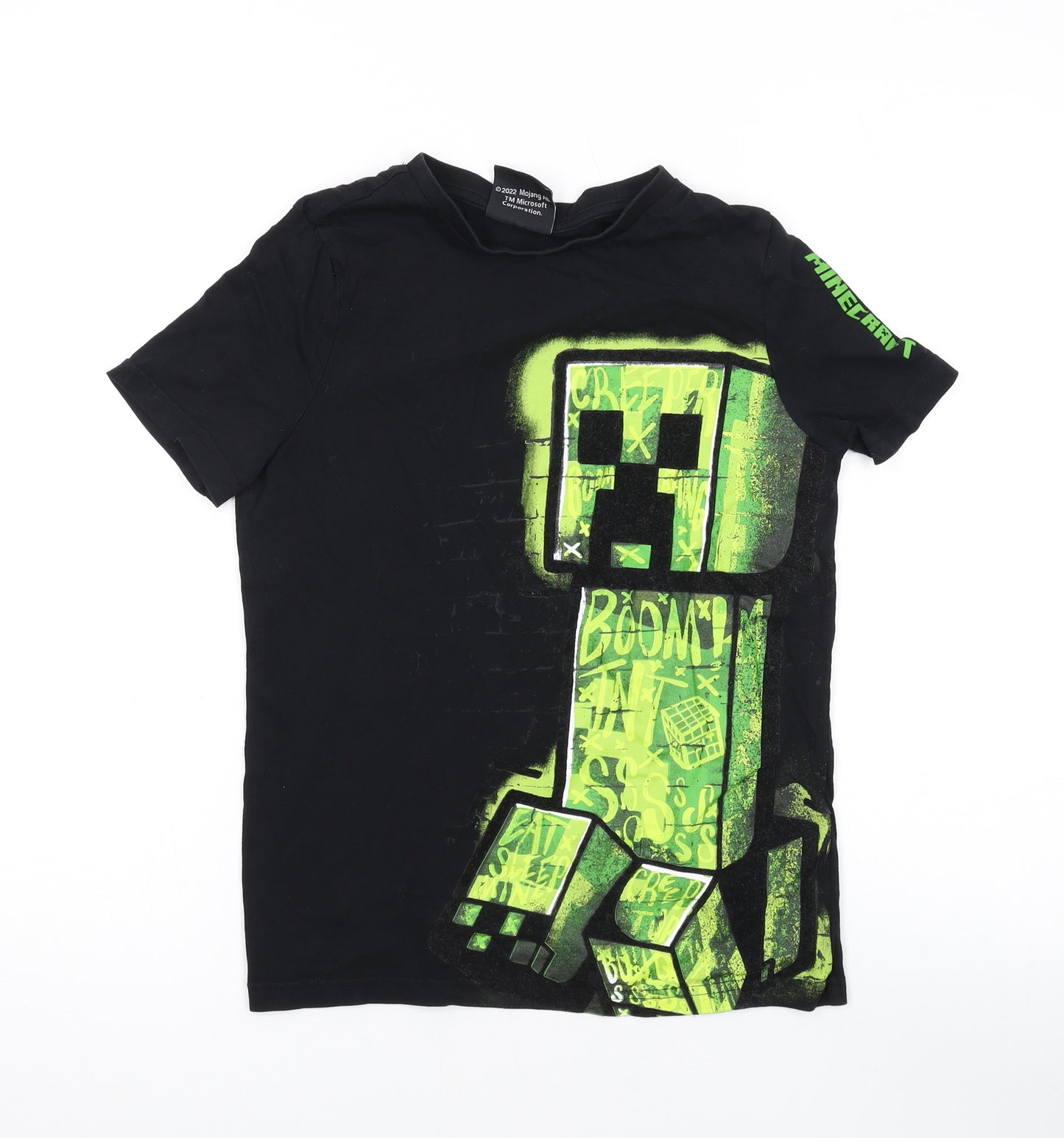 Mojang Boys Black Cotton Basic T-Shirt Size 9-10 Years Round Neck Pullover