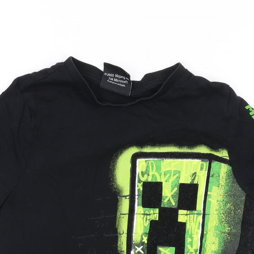 Mojang Boys Black Cotton Basic T-Shirt Size 9-10 Years Round Neck Pullover