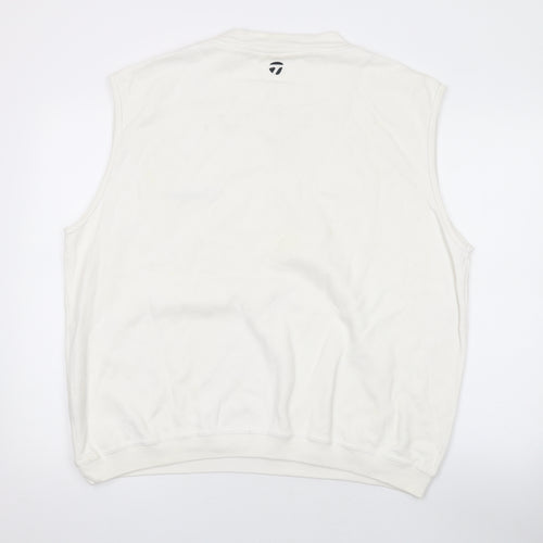 TaylorMade Mens White V-Neck Acrylic Pullover Jumper Size L Sleeveless