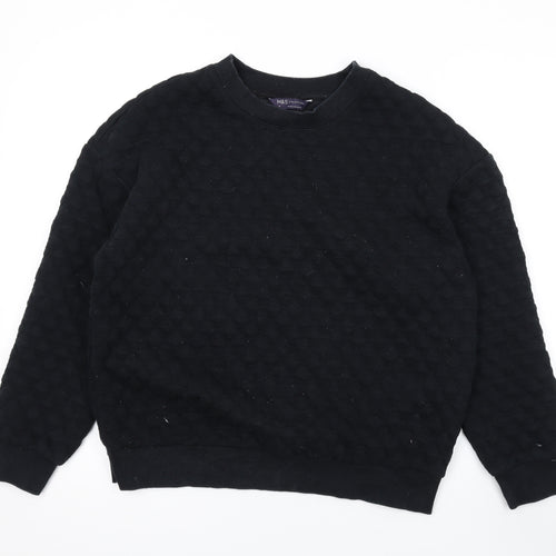 Marks and Spencer Womens Black Argyle/Diamond Polycotton Pullover Sweatshirt Size 12 Pullover