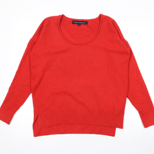 French Connection Womens Red Scoop Neck Acrylic Pullover Jumper Size S