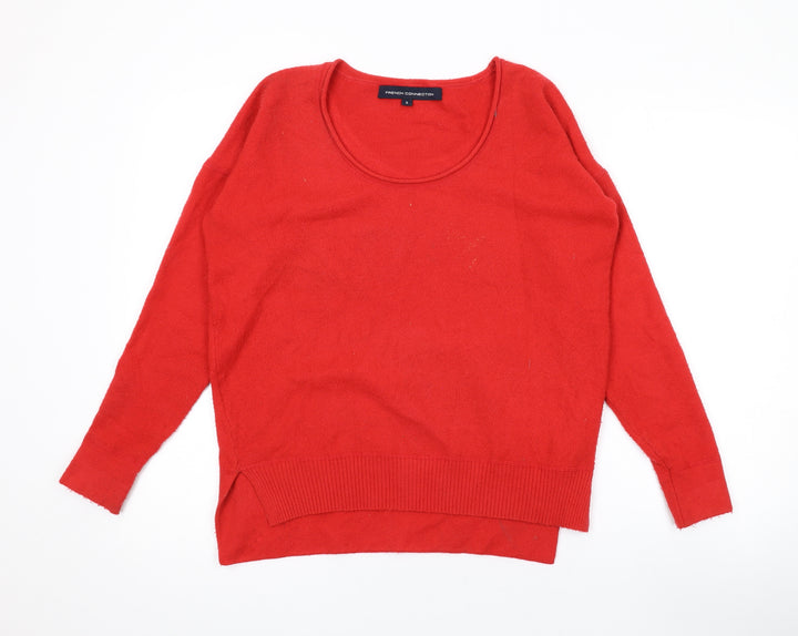 French Connection Womens Red Scoop Neck Acrylic Pullover Jumper Size S
