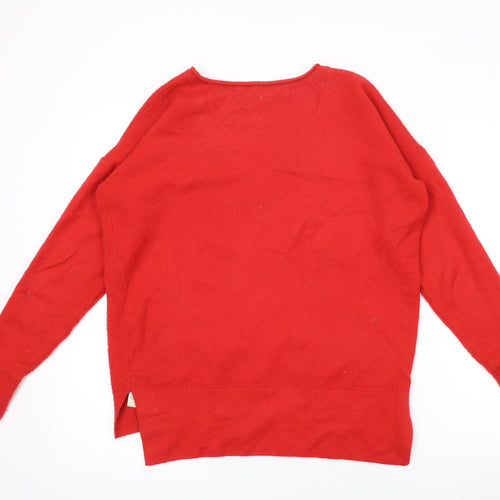 French Connection Womens Red Scoop Neck Acrylic Pullover Jumper Size S