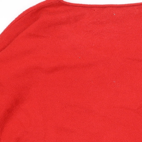 French Connection Womens Red Scoop Neck Acrylic Pullover Jumper Size S