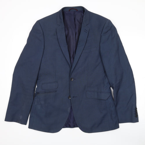 Burton Mens Blue Polyester Jacket Suit Jacket Size 38 Regular