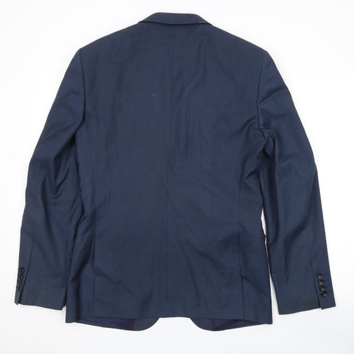 Burton Mens Blue Polyester Jacket Suit Jacket Size 38 Regular