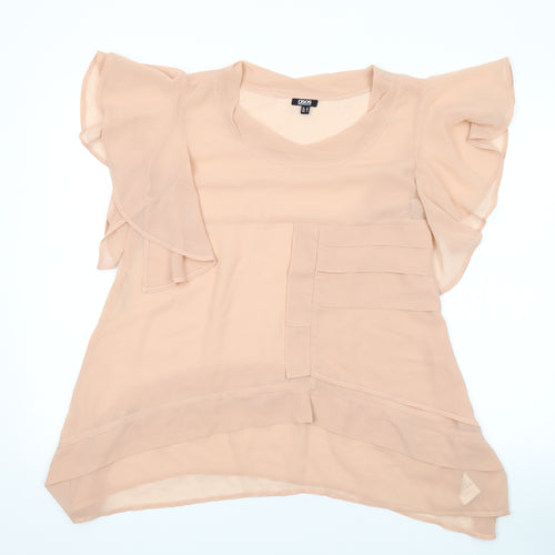 ASOS Womens Pink Polyester Basic T-Shirt Size 10 V-Neck
