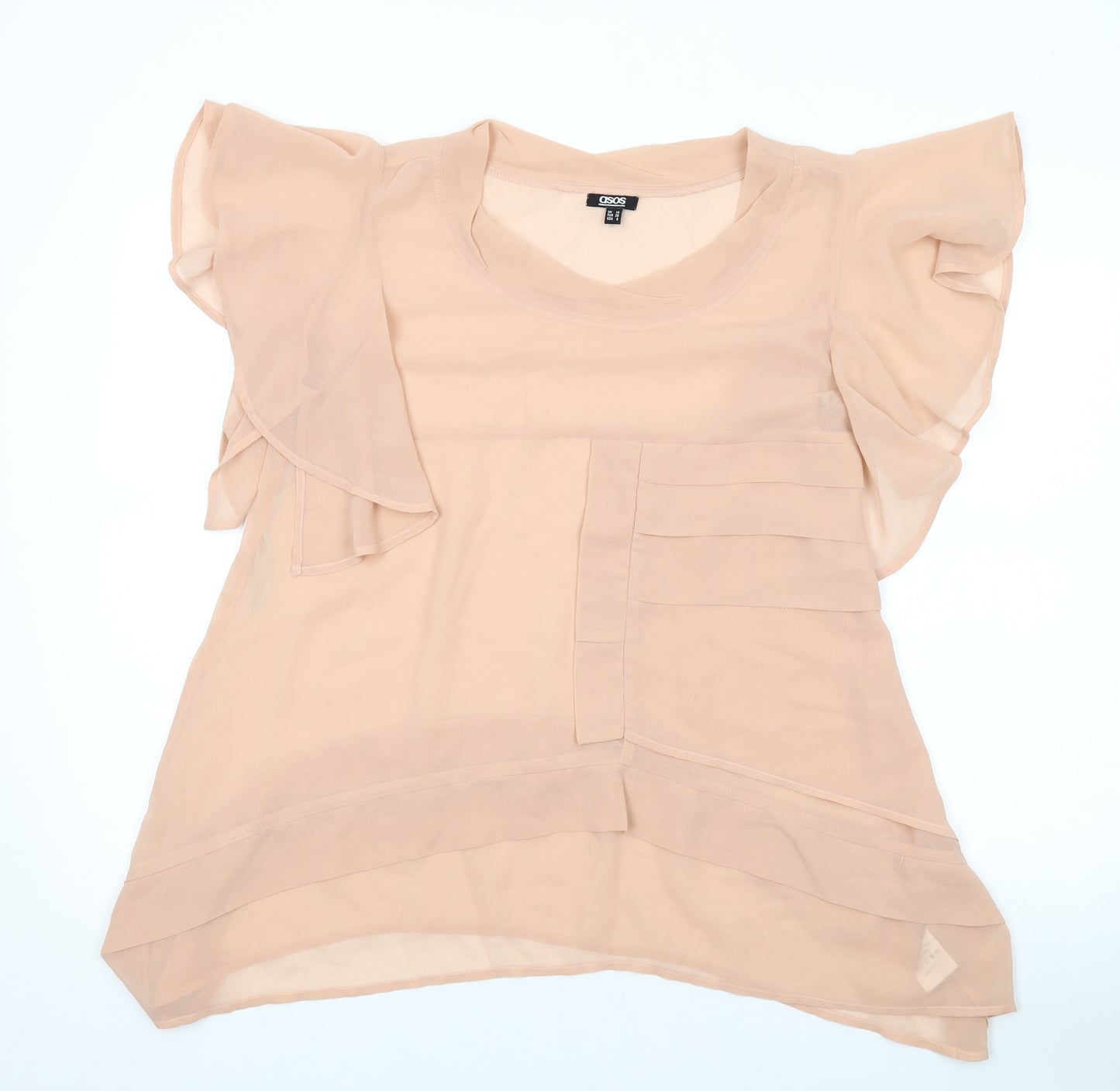 ASOS Womens Pink Polyester Basic T-Shirt Size 10 V-Neck