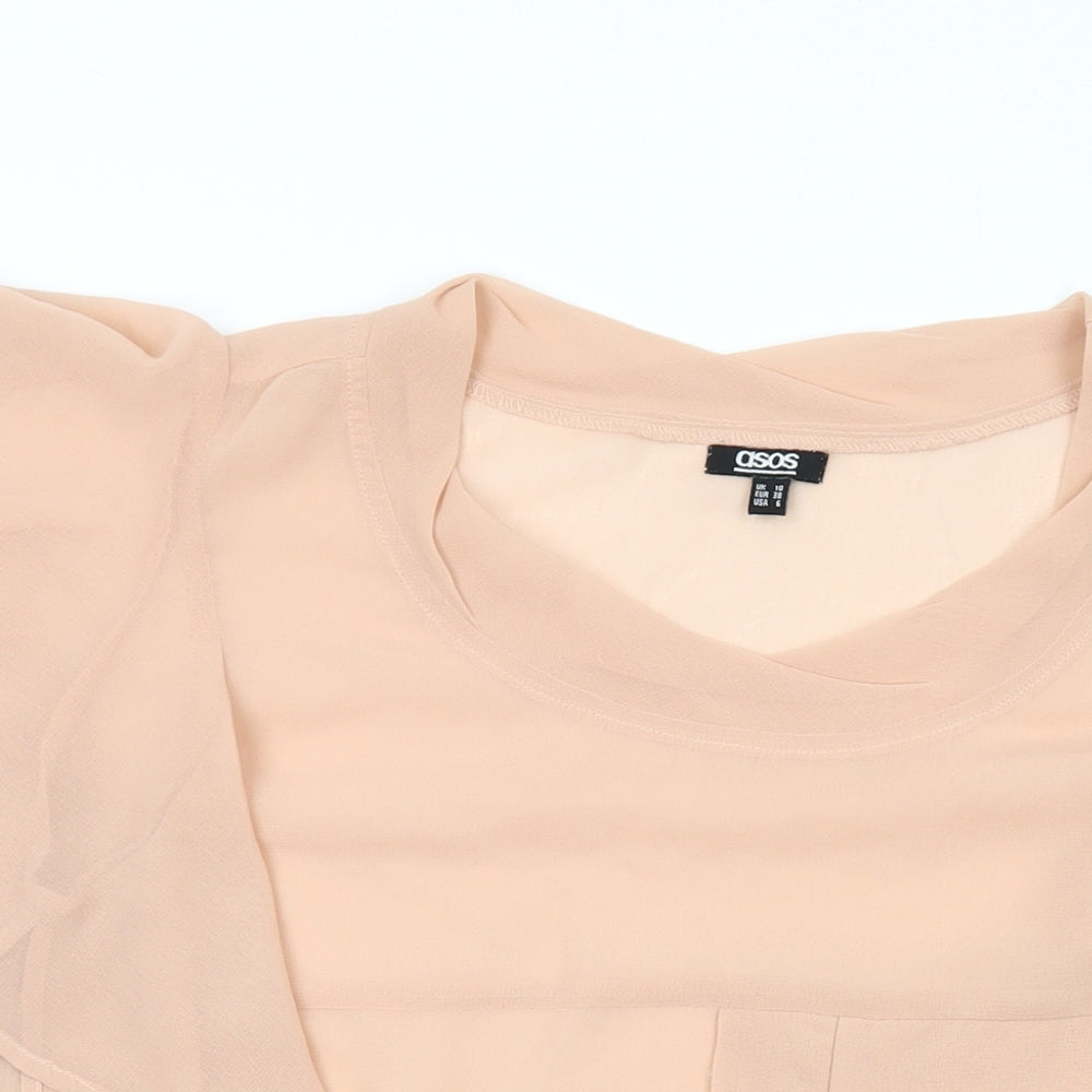 ASOS Womens Pink Polyester Basic T-Shirt Size 10 V-Neck