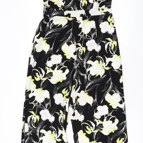Miss Selfridge Womens Black Floral Polyester Jumpsuit One-Piece Size 10 L21 in Zip