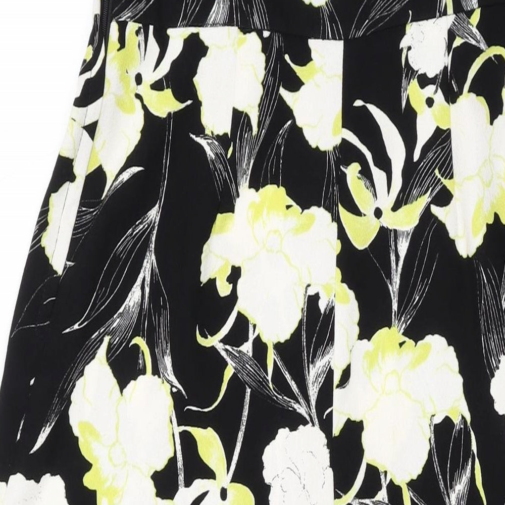Miss Selfridge Womens Black Floral Polyester Jumpsuit One-Piece Size 10 L21 in Zip