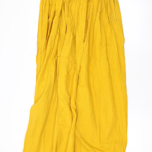 Kemi Telford Womens Yellow Cotton Maxi Skirt Size S Drawstring