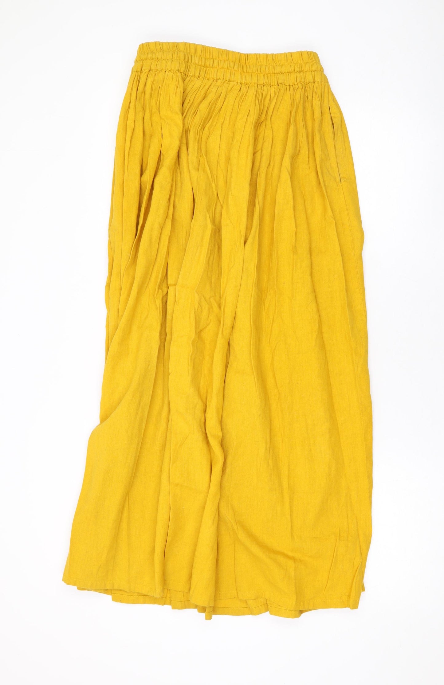 Kemi Telford Womens Yellow Cotton Maxi Skirt Size S Drawstring