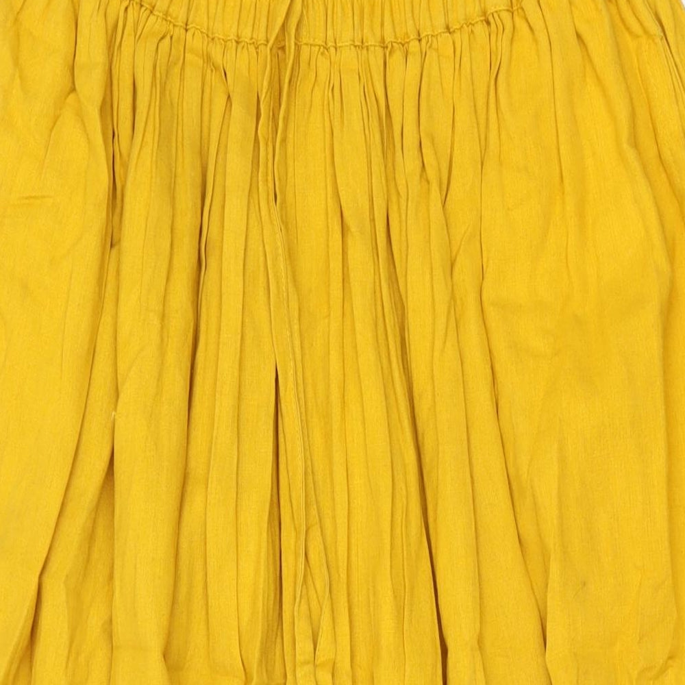 Kemi Telford Womens Yellow Cotton Maxi Skirt Size S Drawstring