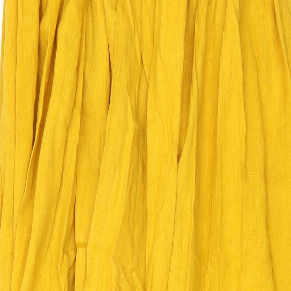 Kemi Telford Womens Yellow Cotton Maxi Skirt Size S Drawstring