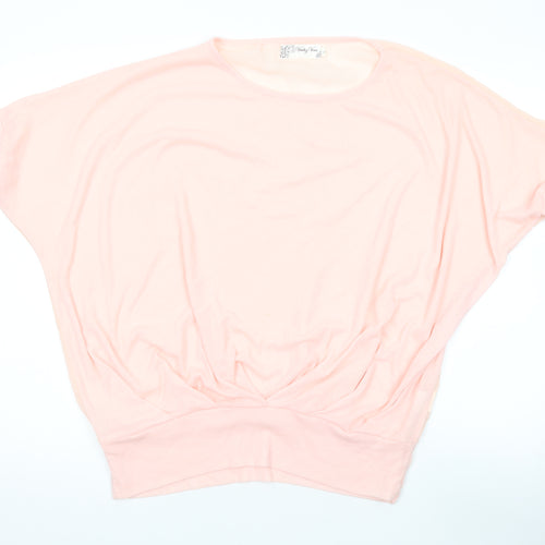 Vouley Vous Womens Pink Viscose Basic T-Shirt Size L Round Neck