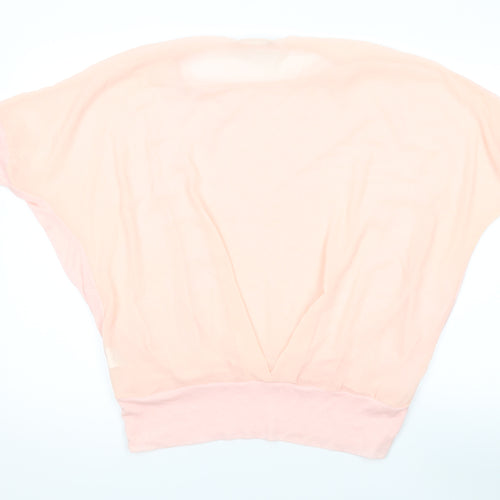 Vouley Vous Womens Pink Viscose Basic T-Shirt Size L Round Neck