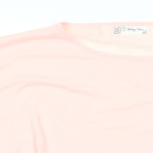 Vouley Vous Womens Pink Viscose Basic T-Shirt Size L Round Neck