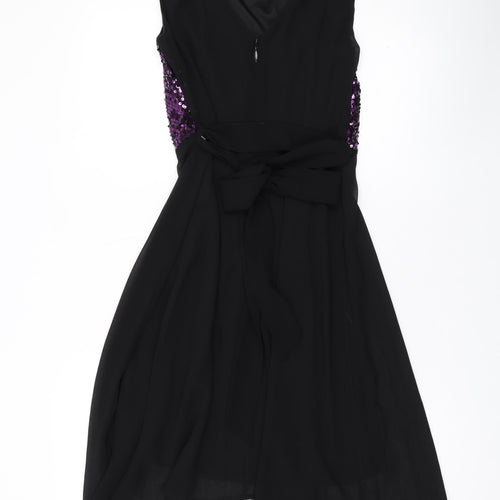 Dorothy Perkins Womens Purple Nylon A-Line Size 6 Scoop Neck Zip - Sequins
