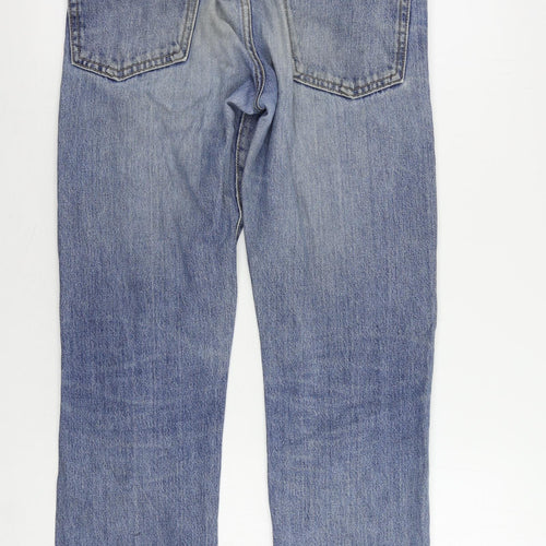 H&M Mens Blue Cotton Straight Jeans Size 30 in L31 in Regular Button