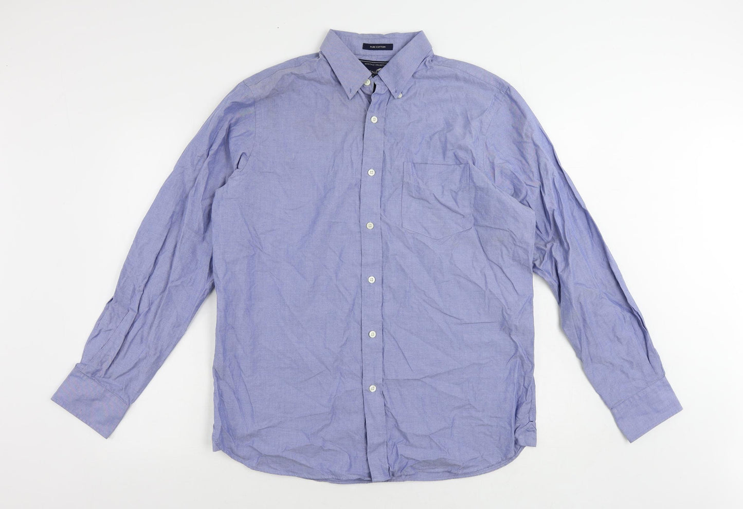 Stone Bay Mens Blue Cotton Button-Up Size M Collared Button