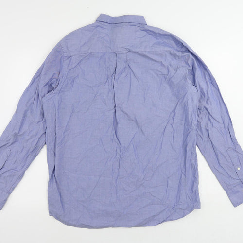 Stone Bay Mens Blue Cotton Button-Up Size M Collared Button