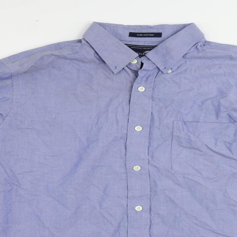 Stone Bay Mens Blue Cotton Button-Up Size M Collared Button
