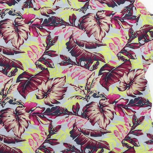 NEXT Mens Multicoloured Geometric Viscose Button-Up Size L Collared Button