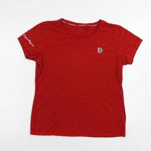 One Degree Beyond Womens Red Cotton Basic T-Shirt Size 2XL Crew Neck - Logo
