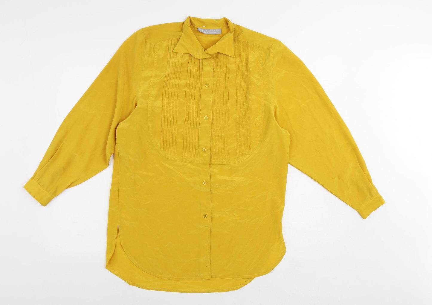 Principles Womens Yellow Polyester Tunic Button-Up Size 10 Collared
