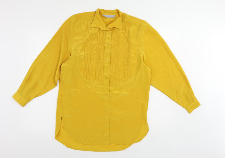 Principles Womens Yellow Polyester Tunic Button-Up Size 10 Collared
