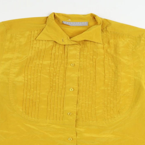 Principles Womens Yellow Polyester Tunic Button-Up Size 10 Collared