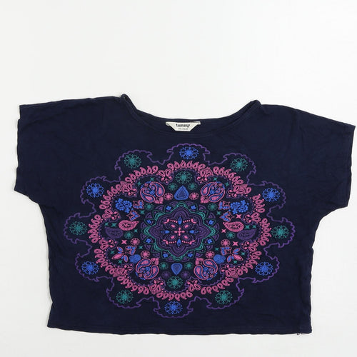 Tammy Girls Blue Viscose Pullover T-Shirt Size 10-11 Years Round Neck Pullover