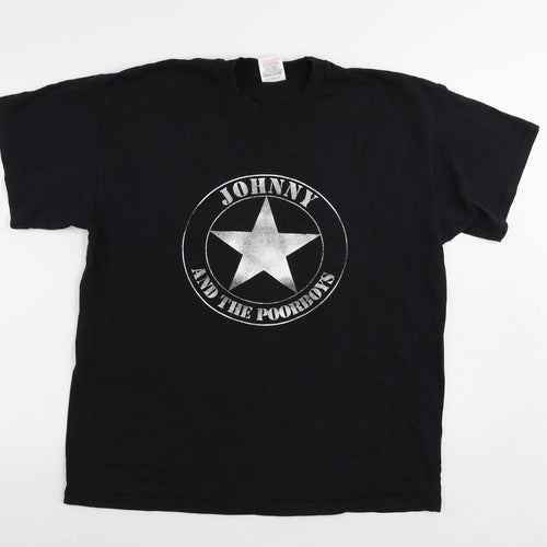 Johnny Ant The Poorboys Mens Black Cotton T-Shirt Size XL Crew Neck