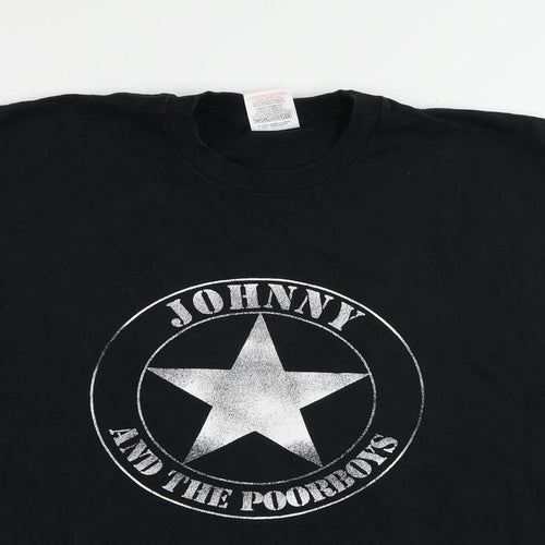 Johnny Ant The Poorboys Mens Black Cotton T-Shirt Size XL Crew Neck